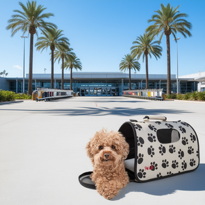 Sac de transport pliable pour animaux de compagnie, taille moyenne, style sportif avec fermeture éclair, pour les voyages, motif empreintes de pattes - Product Image 2