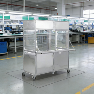 Carrito de Comida Plegable con Ruedas de Acero Inoxidable, 4 Ruedas, para Venta Ambulante de Snacks, Helados, Café y Dulces - Product Image 3