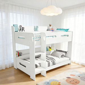 Cama litera de madera maciza para niños, muebles infantiles, cama litera con escaleras, cama litera doble de madera - Product Image 4