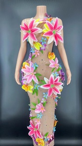 NOVANCE 2022 Ideas de nuevos productos Adornos de cristal Vestidos de flores coloridos para niñas <span class=keywords><strong>Vestido</strong></span> sexy con <span class=keywords><strong>espalda</strong></span> <span class=keywords><strong>descubierta</strong></span> y hombros - Product Image 2