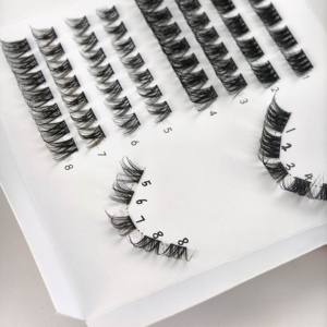 Cils en grappe de luxe réutilisables en faux <span class=keywords><strong>vison</strong></span> noir naturel, faits à la main, légers, pré-mappés, effet wispy, pour la vente en gros, DIY, marque privée, fournisseur - Product Image 4