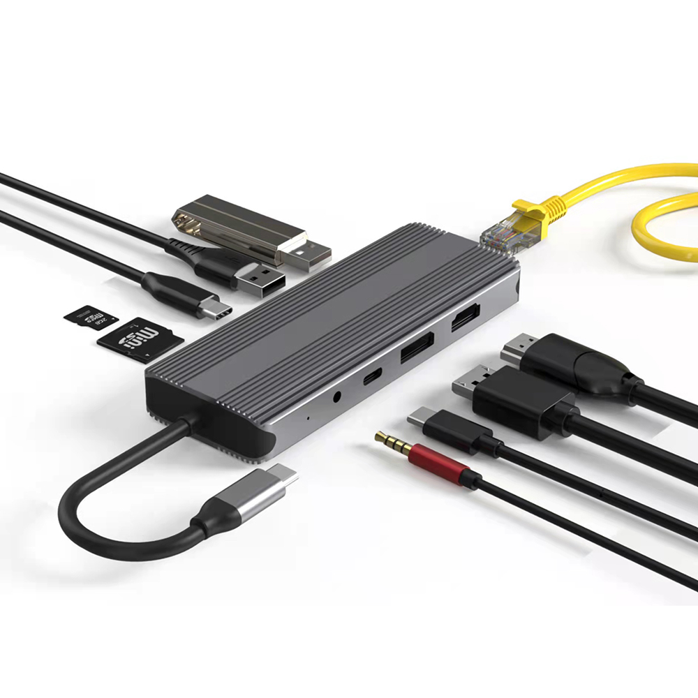High Quality 10 in 1 Usb C Hub HDMI2.1 Cable 3D 8K 120 144Hz Type C to Displayport Docking Station With Ethernet Powered 3.0 Hub
