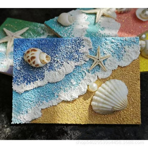 Peintures de plage de coquillages polis à la main aimants pour réfrigérateur créatif culturel bord de mer Souvenirs de voyage coquillages de mer Conches vagues - Product Image 3