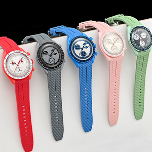 Bracelet de montre en caoutchouc sport 20mm Bracelets de montre en silicone liquide à dégagement rapide Bracelet de montre à extrémité incurvée avec texture pour MoonWatch - Product Image 2