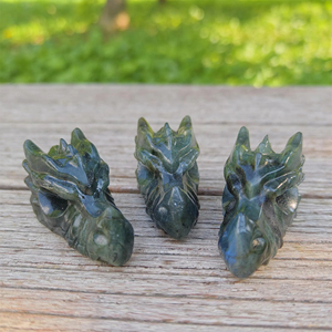 Crânes de dragon en labradorite polie de 8 cm, haute qualité, tendance mode, forte luminosité, pour la décoration de la maison, du bureau et comme cadeau d'affaires - Product Image 4