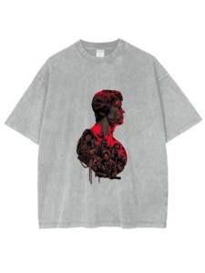 The Terminator avec <span class=keywords><strong>Hope</strong></span> Oversize T-Shirts Summer 100% Cotton Comfortable Drop Shoulder Crewneck Heavyweight Acid Wash - Product Image 2