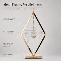 ANNIELU Chandelier de luxe haut en métal doré et verre acrylique pour centres de table de mariage, de fête ou d'événement