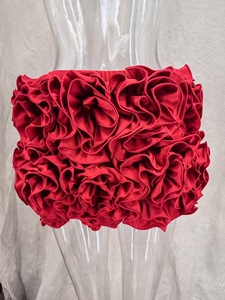 Women's Strapless Corset <b>Top</b> & 3D Floral Mini Skirt Set - Lace-Up Back Corset With <b>Rose</b> Hem Skirt 2 Piece Set Fashion - Product Image 6