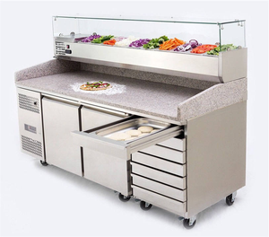 Équipement de réfrigération commercial OEM à 2 portes, table de préparation pour salades et pizzas, table de préparation pour sandwichs, plateau amovible, <span class=keywords><strong>réfrigérateur</strong></span> à pizzas - Product Image 1