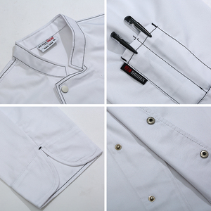 Royal Blue Chef Coat With Gold <strong>Buttons</strong> Restaurant Work Uniforms for Women Kitchen Cooking Chef Jacket White Long Sleeve - Product Image 4