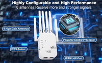 Repetidor amplificador de señal WiFi con seis antenas Expansión de red inalámbrica de 300 Mbps Nuevo amplificador de cortafuegos para el hogar