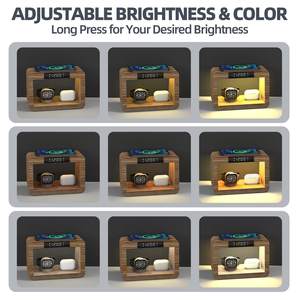 5 في 1 محمول سريع الشحن خشبي 15 واط شعار مخصص هدية ساعة منبه رقمية مع شحن لاسلكي - Product Image 4