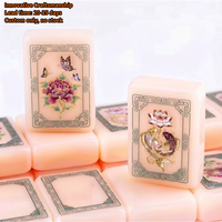 Jeu de Mahjong américain en acrylique compact et portable, 160 tuiles roses de luxe personnalisées, gravées et sculptées, en une seule couche, pour le voyage