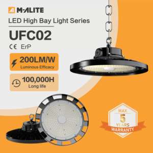 Projecteur UFO à faisceau de 90 degrés, 200LmW, IP65, IK08, pour éclairage de grande hauteur en usine, atelier, entrepôt, centre logistique - Product Image 2