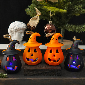 Décoration d'horreur portable : Guirlande lumineuse LED citrouille, accessoires de décoration de lieu, lampe LED citrouille d'Halloween - Product Image 5