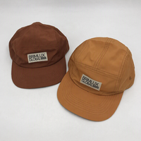 Casquette de camping imperméable non structurée réglable à 5 panneaux, personnalisable, en nylon à séchage rapide avec transfert en caoutchouc