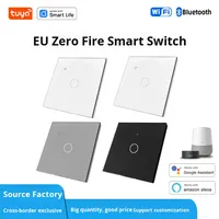 Interrupteur tactile intelligent Tuya WiFi, norme européenne, panneau en verre trempé, écran <2 pouces, application mobile, commande vocale à distance, maison intelligente, intérieur