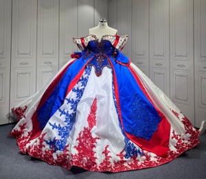 In Stock Blue and White Quinceanera Dresses Off-the-Shoulder Design |  Alibaba.com