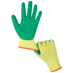 قفازات أمان متينة مضادة للانزلاق بسلاسة قفازات عمل من القطن الأصفر والأخضر واللاتكس - Product Image 6