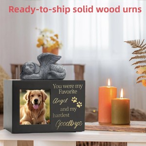 ANIMINGLE en stock, urne commémorative semi-fabriquée en bois de style japonais pour chiens et chats, cercueil funéraire pour animaux de compagnie avec cadre photo, Chine - Product Image 1