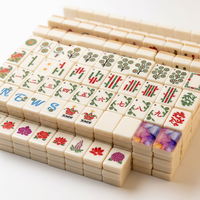 Set Ubin Mahjong Lipat Modern Motif Bunga Warna Ivory dengan Mahjong Crown Joker, Permainan Cina Amerika untuk Malam Permainan Keluarga, Hadiah Pesta