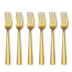 Lot de fourchettes modernes en acier inoxydable pour dîner, steak et salade, avec manche carré, idéal pour hôtels, restaurants et cuisines - Product Image 1