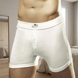 Mid-Rise Knitted Cotton <b>Boxer</b> Shorts with Logo at Waist Plus Size XL Supportive Stretch-Fabric - Product Image 2