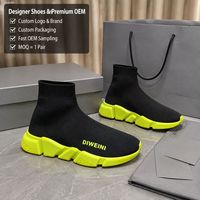 Chaussures de luxe pour hommes et femmes, baskets en maille extensible de haute qualité, noires, vert néon, Speed Sock, chaussures de marche