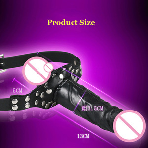 Double Dieu Ceinture Vibrante Réglable avec Godemiché Loup et Bâillon Bouche pour Lesbiennes Dong SM Bondage - Product Image 5