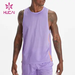 Custom logo muscle Men breathable quick dry mesh running sports men athletic top gym singlet fitness basketball tank top