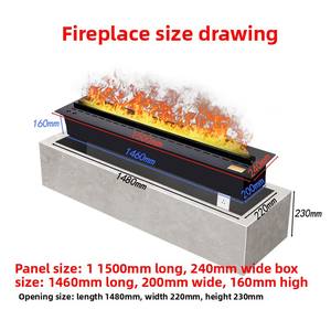 Chimenea de Vapor Atomizada 3D Personalizada de 1.5, Núcleo de Chimenea Integrado, Decoración con Simulación de Llama, Inteligente para Sala de Estar de Villa - Product Image 1