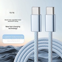 Câble USB-C vers USB-C tressé en nylon/TPE avec conducteur en cuivre pur 60W, 1m, charge rapide 3A/5A pour iOS iPhone 15/16/17/18 et ordinateur