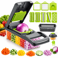 Hachoir à légumes multifonctionnel, coupe-légumes de cuisine, trancheuse, hachoir à légumes, coupe-carottes, coupe-ail avec récipient