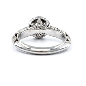 Bague de fiançailles courte personnalisée de haute qualité en or blanc massif 14k diamant véritable solitaire de beauté semi-montée pour femmes - Product Image 3