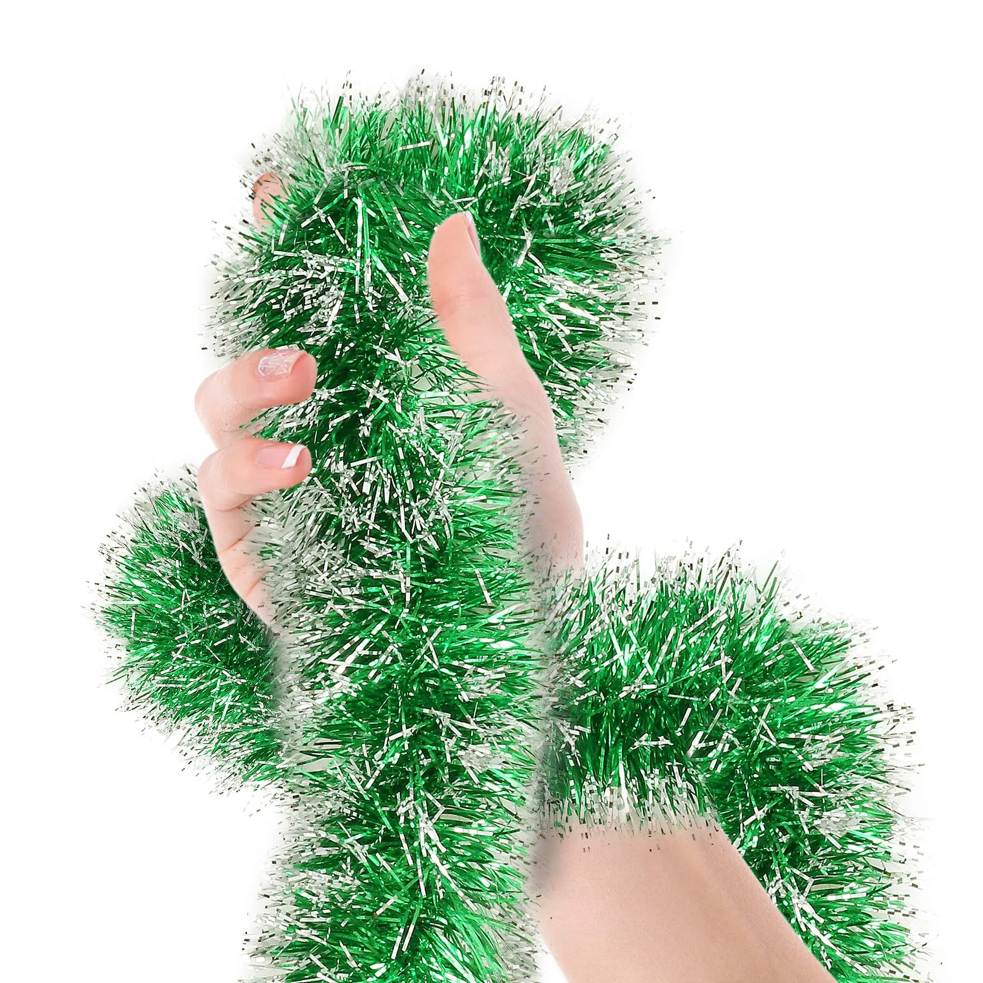 Fabricantes atacado Árvore de Natal Bright Green Frost Dica Tinsel Garland um feriado Mardi Gras Partido Decorações Suprimentos