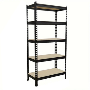 5 Tier Metal Storage Rack 60 In <b>Adjustable</b> Height Black Powder Coated Carbon Steel <b>Shelf</b> for Workshop Home Use - Product Image 2
