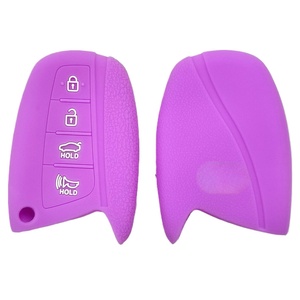 Housse de clé télécommande en silicone à 4 boutons, étui de protection pour clé <span class=keywords><strong>Hyundai</strong></span> Santa Fe DM Grandeur HG Sedan Genesis G80, ensemble porte-clés - Product Image 6
