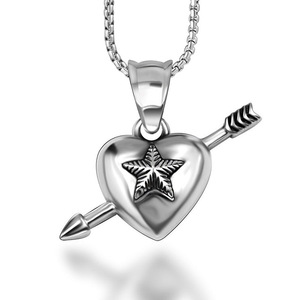 Heart-Shaped <b>Titanium</b> Steel Necklace With Arrow Pendant Unisex Everyday Wear SP585 - Product Image 5