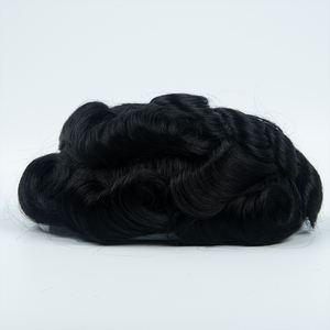 Stock en gros de toupets pour hommes en cheveux humains indiens bruts noirs, aspect naturel, 8x10, avec base en PU ultra-fine, V-LOOP, Topper à nœuds simples - Product Image 1