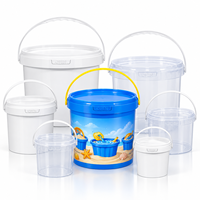 Ember Plastik Food Grade Custom dengan Tutup dan Pegangan, Dapat Didaur Ulang, Ember Kecil Kosong untuk Penyimpanan Mainan, Pasir, dan Kemasan