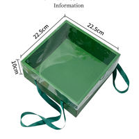 Caja de Regalo Cuadrada de Cartón Corrugado Ecológica de Alta Gama, Color Verde Personalizado, Resistente, para Frutas y Flores, con Asa de Cinta de Esponja