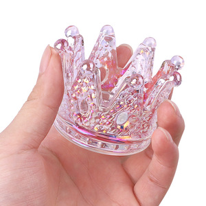 Taza octogonal iridiscente de cristal para uñas, plato Dappen de alta transparencia para mezclar líquido acrílico para uñas. - Product Image 2
