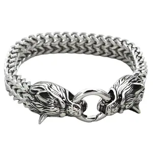 High Quality Viking Jewelry Fashion Jewelry Wolf Head Bracelet Biker Punk Bangles