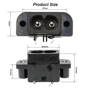 IEC 60320 C8 2-poliger Stecker für Leiterplatte montage 2,5 A/5A 250V Industrielle Wechselstrom steckdose - Product Image 2