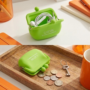 Porte-monnaie en silicone souple imperméable avec fermeture à pression métallique, mini sac à monnaie, logo personnalisé, portefeuille en silicone - Product Image 2