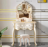 Ensemble coiffeuse et miroir de style européen antique avec tabouret, table de maquillage en bois de haute qualité