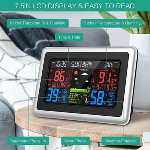 Intelligente Elektronische Funkgesteuerte Digitale Wetterstation LCD Farbige Wanduhr Temperatur Luftfeuchtigkeit Vorhersage Schlummerfunktion Wecker - Product Image 3