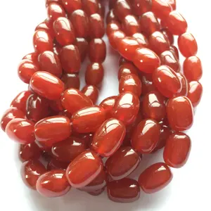 Natural Red Agate Cylinder Gemstone Bead Semiprecious Stone Jewelry