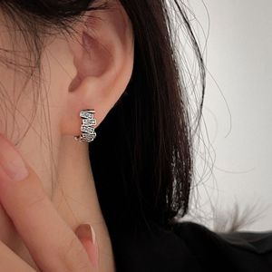 S925 Sterling <b>Silver</b> Huggie <b>Earrings</b> Chinese Tang Grass Pattern For Women Everyday Wear Fine <b>Stud</b> <b>Earrings</b> - Product Image 1