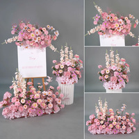 Composition florale rose Shangchu pour sol, fleurs artificielles pour défilé de mariage, fleurs de guidage roses pour allée de mariage